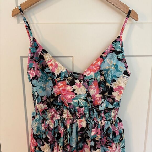 Floral Spaghetti Strap Sundress with Shirred Waist - XL - Picture 2 of 13